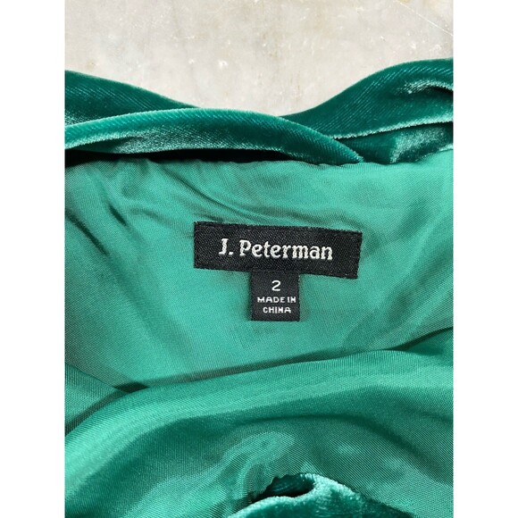 J Peterman Vintage Silk Rayon Velvet Evening Dress Women’s 2 Gown Emerald Green - Picture 11 of 12